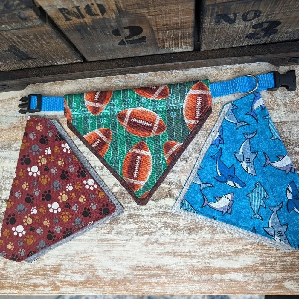 Hand Crafted Over The Collar Dog/Cat Bandanas, Set of 3 Size Small